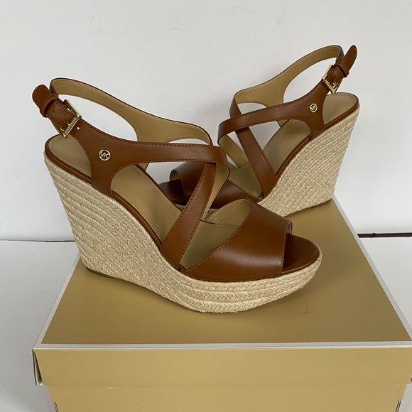 MICHAEL KORS Martyna Brown Leather Wedge size 9.5 - Picture 7 of 13